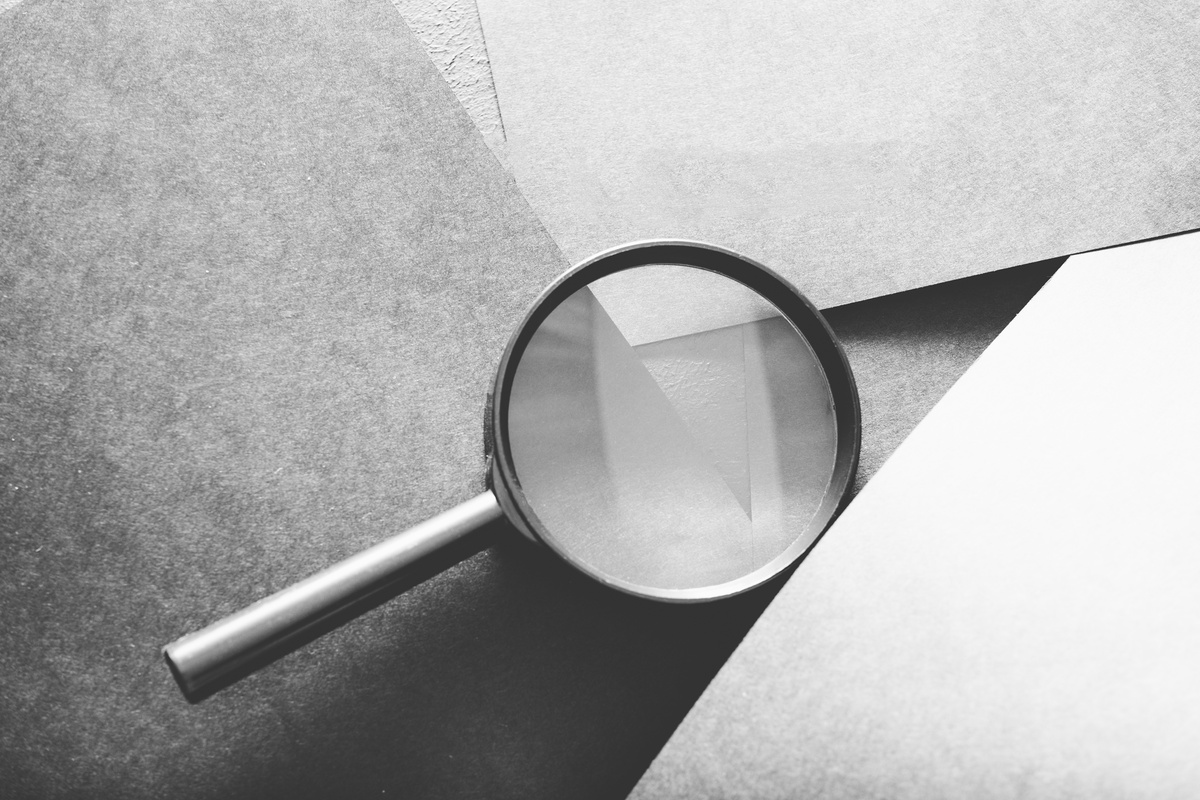 magnifier search seek look recruit grey paper